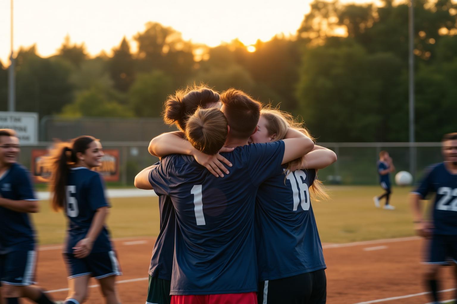 Amateur athletes celebrating